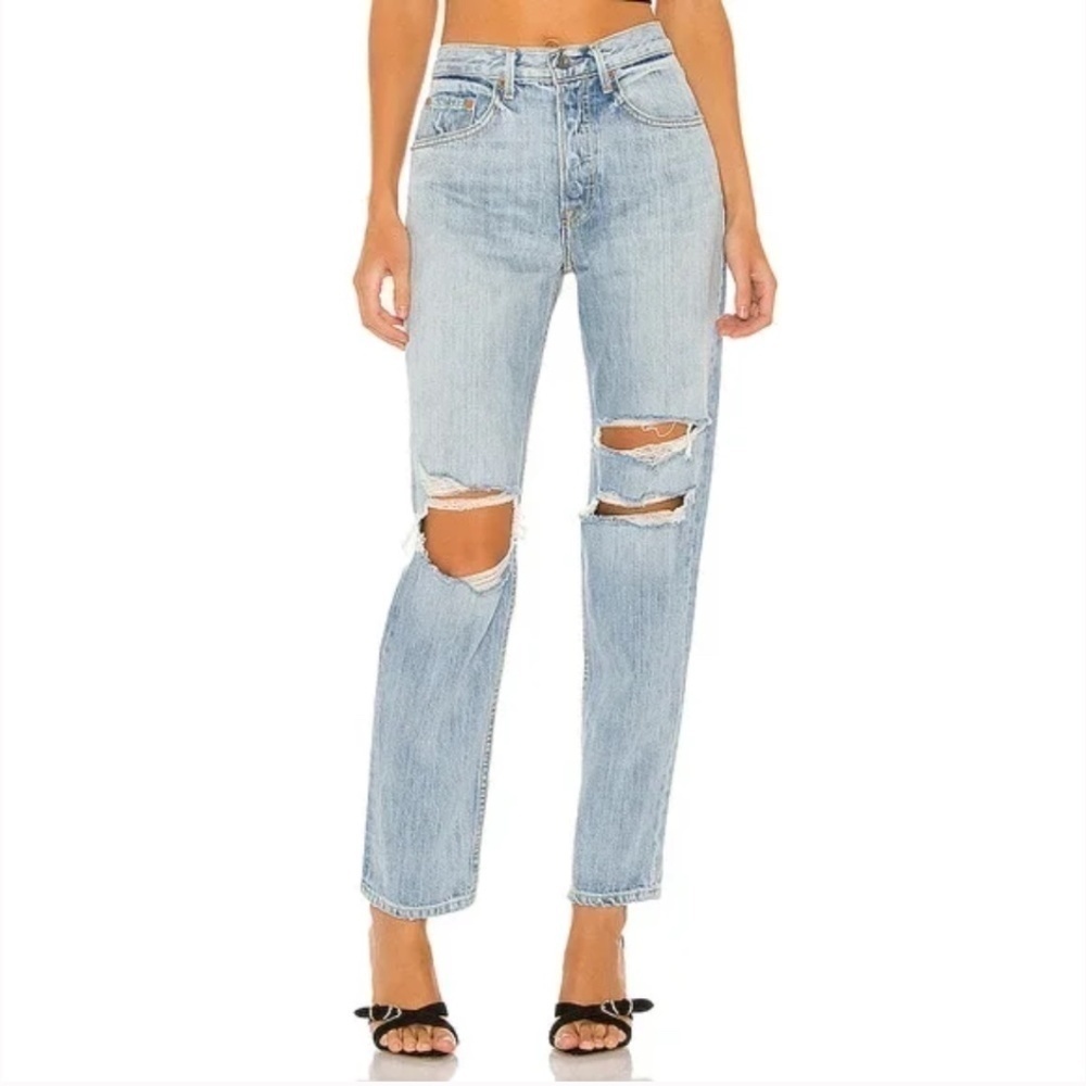 NWT GRLFRND Isabeli Distressed Relaxed Tappered Jeans